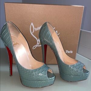 Christian Louboutin Blue Python Stiletto Heels 38.5